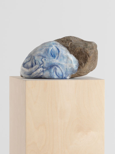 Untitled, 2014 (detail). Colored pencil, clay, paper, stone, wood.  62x11x11 in - 157.5x28x28 cm