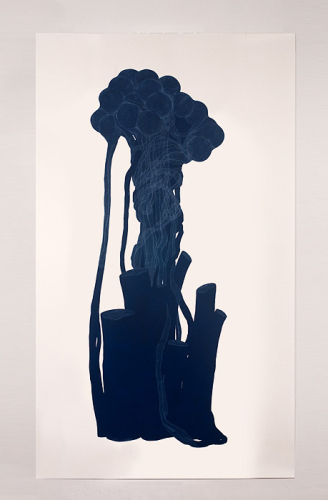 Blooming, 2012. White pencil, acrylic, paper. 74.5x43.5 - 189x111 cm