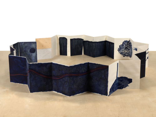 Passage, 2008-2014. Pencil, acrylic, paper, cardboard. 8x9.5 in - 28x20 cm. Book open: 200 in - 506 cm