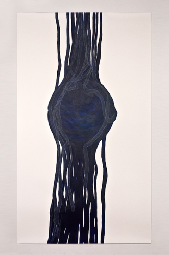 Passage, 2012. White pencil, acrylic, paper. 74.5x43.5 - 189x111 cm