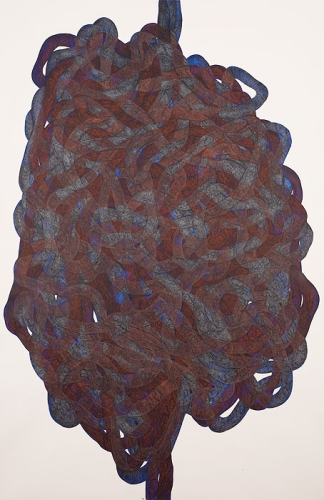 Pathways, 2013. Colored pencil, acrylic, canvas. 74x48 in - 188x122 cm