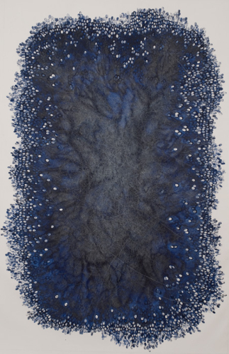 Source, 2013. White pencil, acrylic, canvas. 74x48 in - 188x122