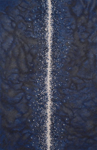 Almost, 2013. White pencil, acrylic, canvas. 74x48 in - 188x122