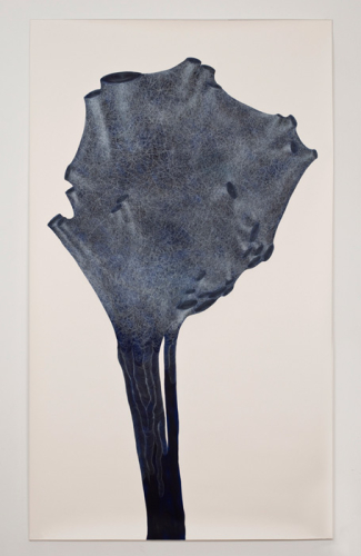 Untitled (01), 2012. White pencil, acrylic, paper. 74.5x43.5 - 189x111 cm