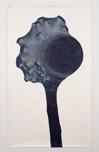 Untitled (03), 2013. White pencil, acrylic, paper. 74.5x43.5 - 189x111 cm