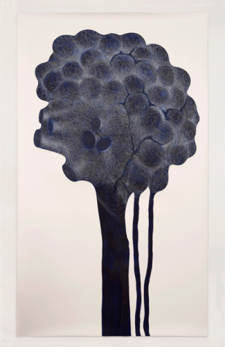 Untitled (04), 2013. White pencil, acrylic, paper. 74.5x43.5 - 189x111 cm