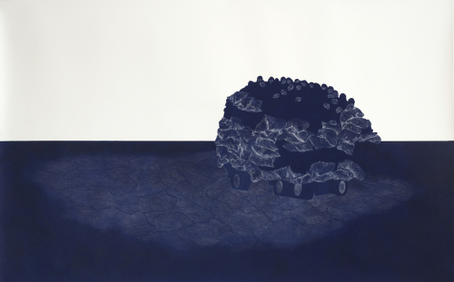 From the Within Out (1), 2009. White pencil, acrylic, paper. 45x73 in - 114x187 cm