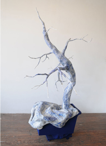 A Tree to Walk With, 2007. Colored pencil, acrylic, papier-mâché. 84x30x40 in - 212x75x100 cm