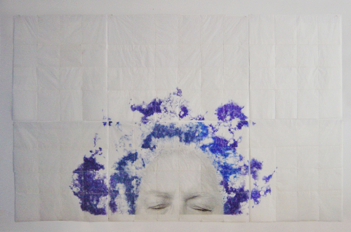 Blue Thought, 2002.Blue ballpoint pen, sketch-paper. 72x116 in - 180x290 cm