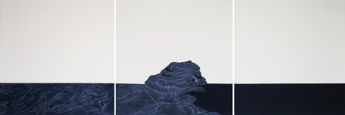 Breathing, 2006. White pencil, acrylic, paper. 45x135 in - 114x342 cm