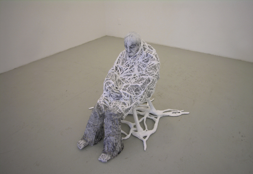 Old Men, 2007. Pencil, acrylic, papier-mâché. 28x28x30 in - 70x70x75 cm