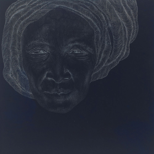 The Other (3), 2010. White pencil, acrylic on MDF. 10x10x3/4 in - 25x25x1 cm