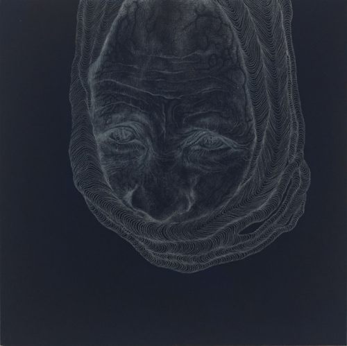 The Other (4), 2010. White pencil, acrylic on MDF. 10x10 in - 25x25 cm