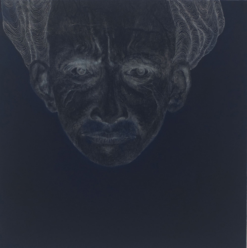 The Other (5), 2010. White pencil, acrylic on MDF. 10x10x3/4 in - 25x25x1 cm