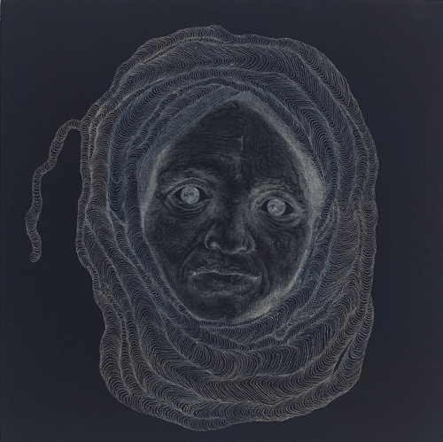 The Other (6), 2010.White pencil, acrylic on MDF. 10x10x3/4 in - 25x25x1 cm