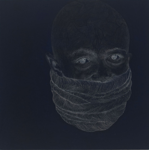 The Other (7), 2010. White pencil, acrylic on MDF. 10x10x3/4 in - 25x25x1 cm