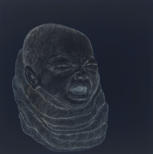 The Other (8), 2010. White pencil, acrylic on MDF. 10x10x3/4 in - 25x25x1 cm