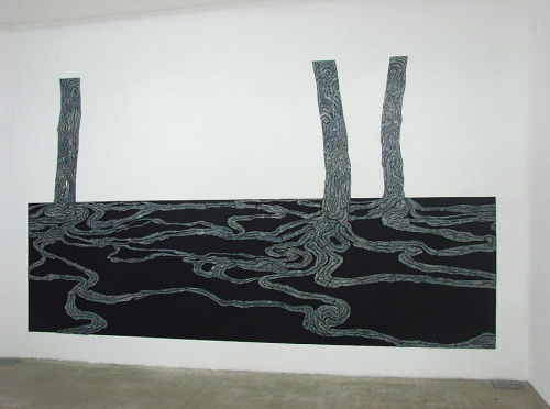 Together, 2007. Porcelain, wall painting. 114x197 in - 290x500 cm