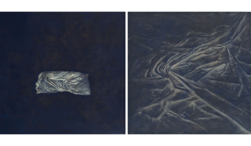 You Were Here. You were There, 2010. White pencil, blue acrylic paint, paper. 45x45 in - 114x114 cm each 