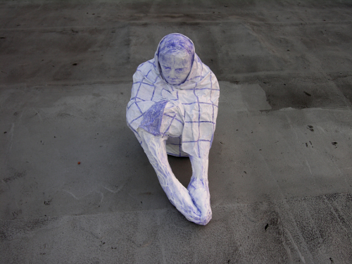 Claudel, 2005.Colored pencil, acrylic, fabric, papier-mâché. 26x 16x 22 in - 66x40x56 cm